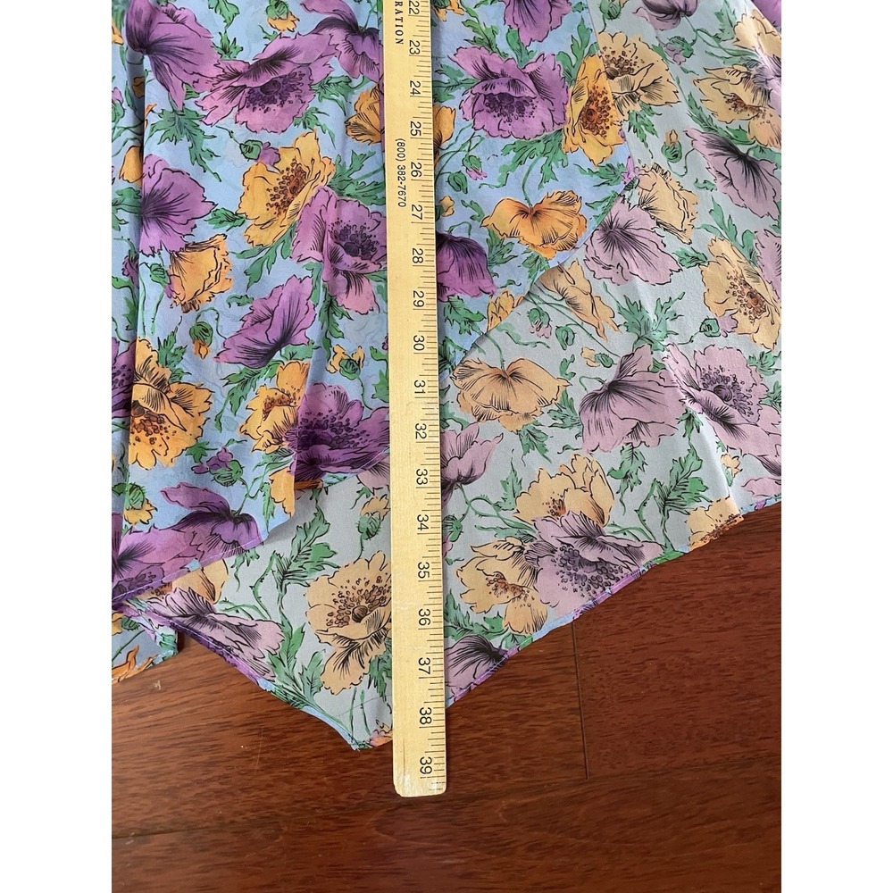 Veronica Beard Eleonora Silk Floral Print Skirt Asymmetrical Midi Blue 6 B46 - Picture 12 of 12